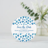 Blauw Hart Save the Date Kaart (Staand voorkant)
