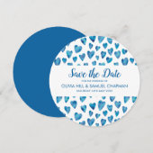 Blauw Hart Save the Date Kaart (Voorkant / Achterkant)