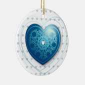 Blauw hart, sierlijk keramisch ornament (Rechts)