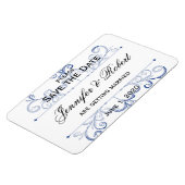 Blauw Hart Sneeuwvlok Bruiloft Save the Date Magneet (Linkerzijde)