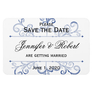 Blauw Hart Sneeuwvlok Bruiloft Save the Date Magneet