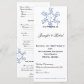 Blauw Hart Sneeuwvlok Huwelijksprogramma Programmakaart (Voorkant / Achterkant)