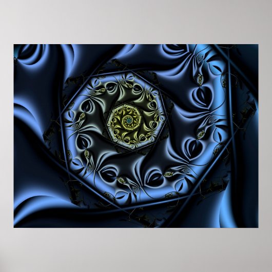 Blauw Hart Spiraal Poster (Voorkant)