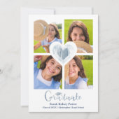 Blauw hart Trendy Al School Afstuderen 4 Foto's (Voorkant)