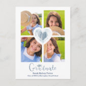 Blauw hart Trendy Al School Afstuderen 4 Foto's Briefkaart (Voorkant)