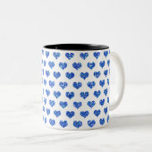 Blauw hart tweekleurige koffiemok (Voorkant rechts)