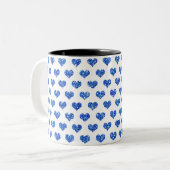 Blauw hart tweekleurige koffiemok (Voorkant links)