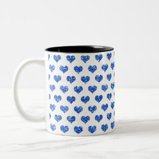 Blauw hart tweekleurige koffiemok