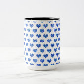 Blauw hart tweekleurige koffiemok (Center)