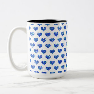 Blauw hart tweekleurige koffiemok