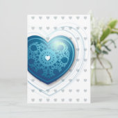 Blauw hart, uitnodiging (Staand voorkant)