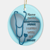 Blauw hart uitzonderlijke verpleegkundige keramisch ornament (Links)