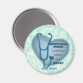 Blauw hart uitzonderlijke verpleegkundige magneet (Voorkant / Achterkant)