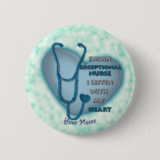 Blauw hart uitzonderlijke verpleegkundige ronde button 5,7 cm
