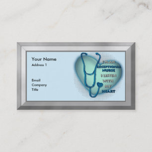 Blauw hart uitzonderlijke verpleegkundige visitekaartje