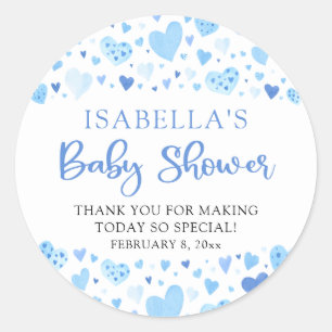Blauw Hart Valentijnsdag Liefje Baby Shower Ronde Sticker