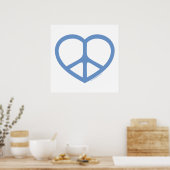 Blauw hart van de liefde, vredesbord poster (Keuken)