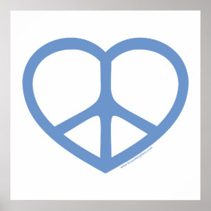 Blauw hart van de liefde, vredesbord poster