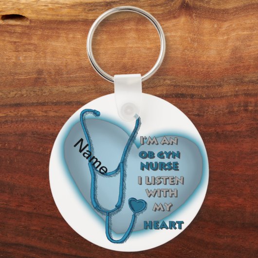 Blauw hart van Gyn Nurse Sleutelhanger (Voorkant)