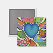 Blauw hart van liefde magneet (Voorkant / Achterkant)