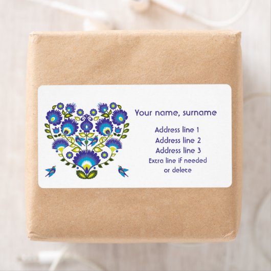 Blauw Hart van Polen – Lowicz Folk Art Label (Insitu)