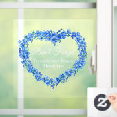 Blauw hart vergeet me niet je handen te wassen raamsticker (Huis)