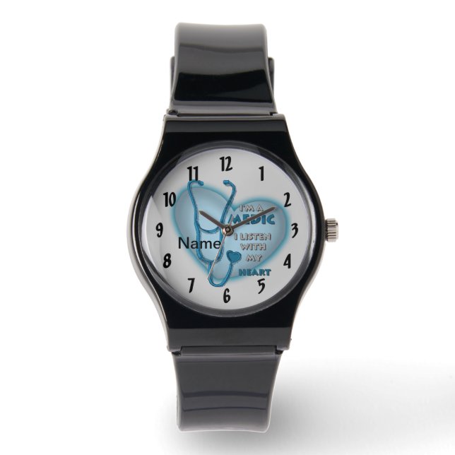 Blauw Hart Verpleegster Medic Horloge (Voorkant)