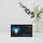 Blauw hart visitekaartje zwart (Staand voorkant)