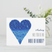 Blauw hart vorm Wil je mijn MEID OF HONOR Kaart (Staand voorkant)