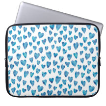Blauw hart waterverf laptophoes / case