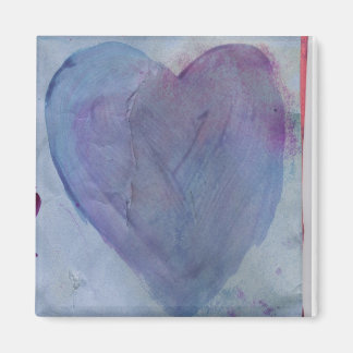 Blauw Hart Waterverf Magnet