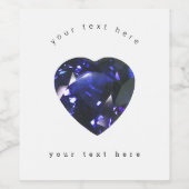 Blauw hart wijn etiket (Enkel label)