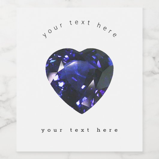 Blauw hart wijn etiket (Enkel label)