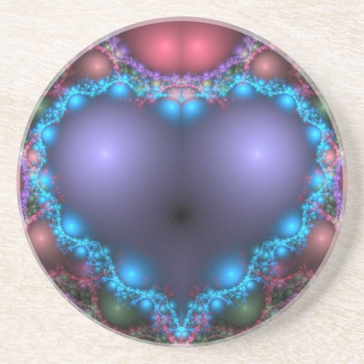 Blauw hart zandsteen onderzetter (Voorkant)