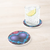 Blauw hart zandsteen onderzetter (Zijkant)