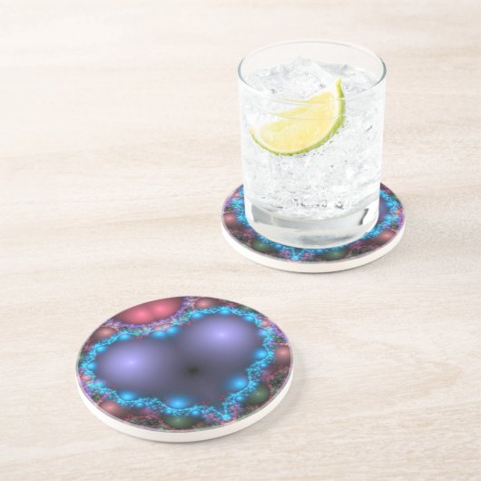 Blauw hart zandsteen onderzetter (Zijkant)