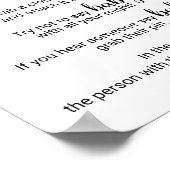 Blauw hart | Zwarte kalligrafie Zeg geen Baby-teke Poster (Hoek)