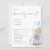 Blauw Hartballon Barly Wachten Baby shower Kaart (Voorkant)