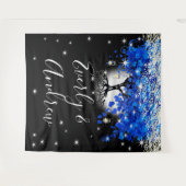 Blauw Hartblad Boom Boho Trouwtapijt Wandkleed (Voorkant (horizontaal))