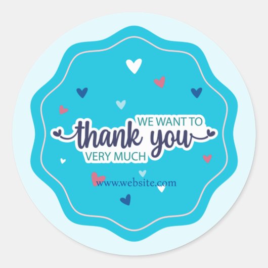 Blauw Hartelijk dank ronde Sticker (Voorkant)