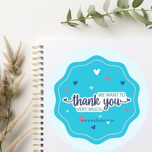 Blauw Hartelijk dank ronde Sticker