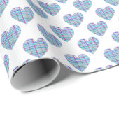 Blauw hartjes patroon cadeaupapier (Rol Hoek)