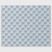 Blauw hartjes patroon cadeaupapier (Vlak)