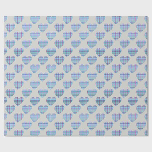 Blauw hartjes patroon cadeaupapier (Vlak)