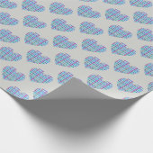 Blauw hartjes patroon cadeaupapier (Hoek)