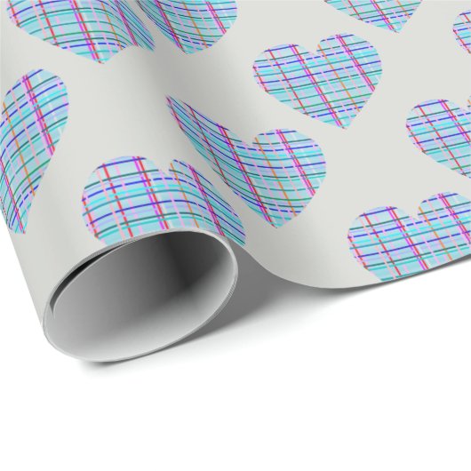 Blauw hartjes patroon cadeaupapier (Rol Hoek)