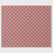 Blauw hartjes patroon op rood cadeaupapier (Vlak)