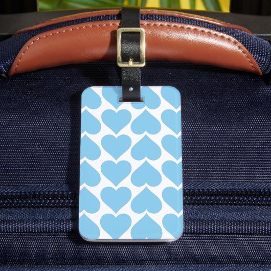 Blauw Hartjes Patroon, Romantisch, Liefde Bagagelabel (Voorkant Insitu 2)