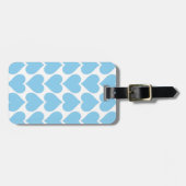 Blauw Hartjes Patroon, Romantisch, Liefde Bagagelabel (Voorkant horizontaal)