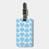 Blauw Hartjes Patroon, Romantisch, Liefde Bagagelabel (Voorkant verticaal)